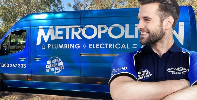 Metropolitan Electrical Contractors van with electrician